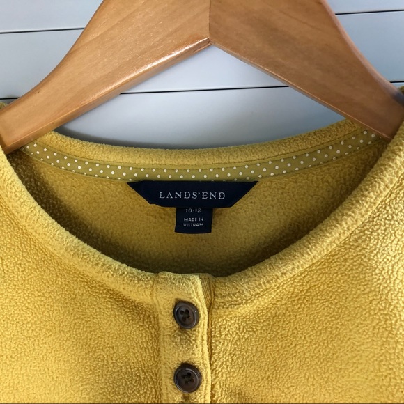 Lands' End Women's Mustard Thick Fleece Half Button Up Pullover Sweater Sz M - Picture 3 of 6